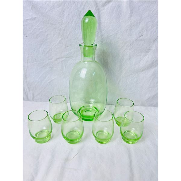 Green Glass Decanter Set