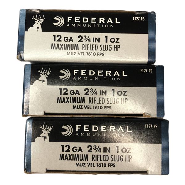 12 GAUGE Federal Rifled Slug HP Lot - 15 Shells - NIB