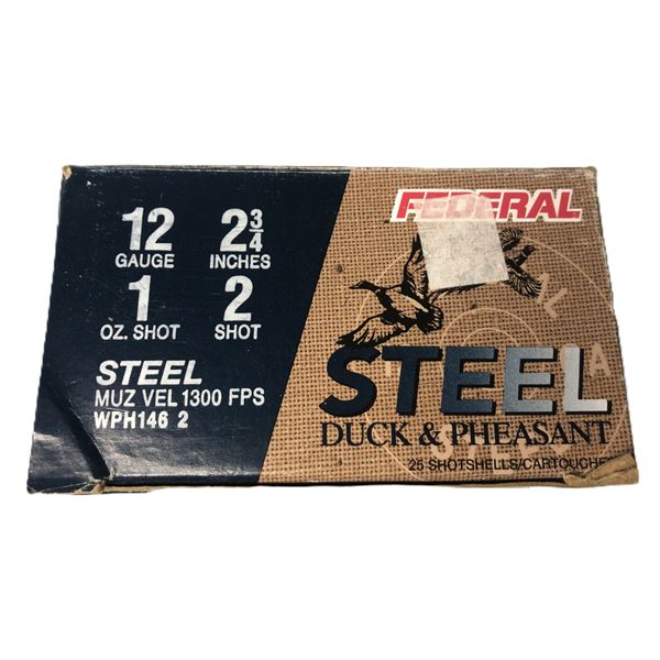 12 GAUGE Federal Steel #2 Shot - Duck & Pheasant - 25 Shells