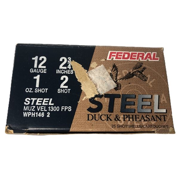 12 GAUGE Federal Steel #2 Shot - Duck & Pheasant - 25 Shells