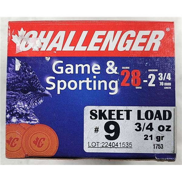 28 GAUGE Challenger No.9 Skeet Load - 25 Shells NIB
