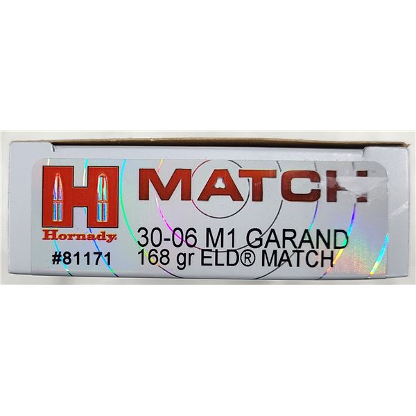30-06 M1 GARAND Hornady Match - 168 Gr - 20 Rds NIB