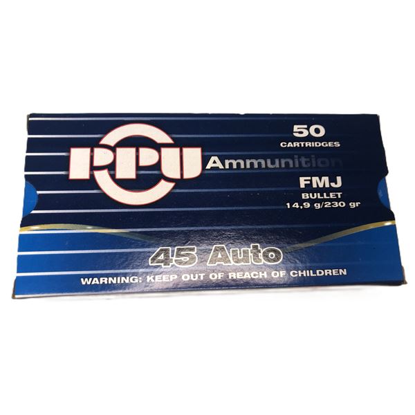 45 Auto FMJ PPU - 230 Gr - 50 Rds NIB