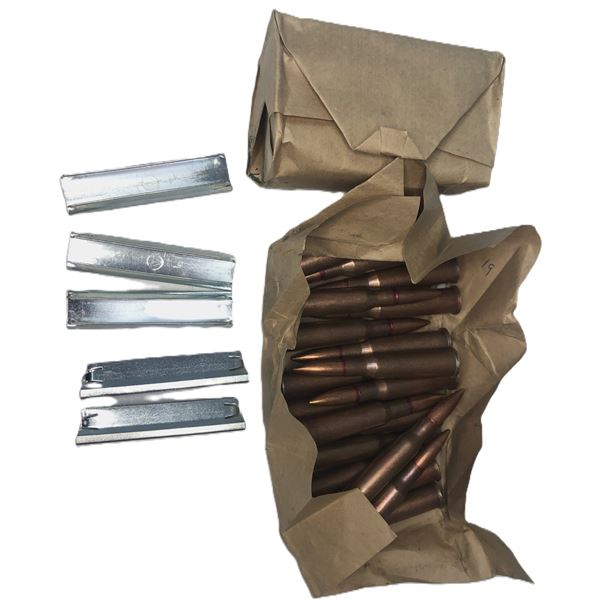 7.62 x 54 Ammo Lot - 39 Rounds w/ 5 Clips -