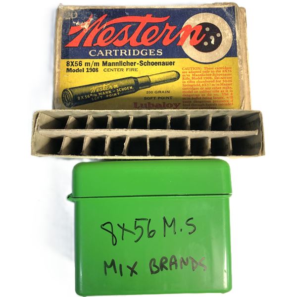 8 x 56 Mannlicher Schoenauer  Ammo RELOADS & Box - 20 Rounds Mixed