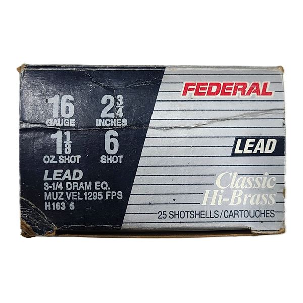 16 Gauge Federal Lead - 2 3/4 IN 6 Shot - 25 Shells