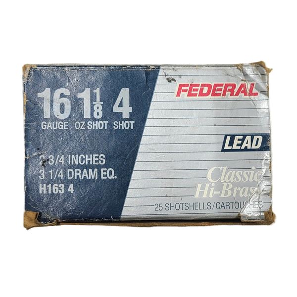 16 Gauge Federal Lead - 2 3/4 IN 4 Shot - 25 Shells
