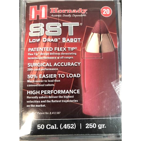 50 CAL Sabot Bullets - Hornday 250 Gr - 20 Ct NIB