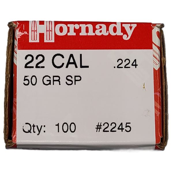22 CAL Bullets - Hornday - 50 Gr SP NIB