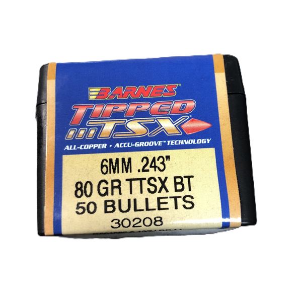 6MM Barnes Bullets - 80 Gr TTSX BT - 50 ct.