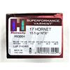 Image 1 : 17 HORNET Hornady - 15.5 Gr NTX - 25 Rds NIB