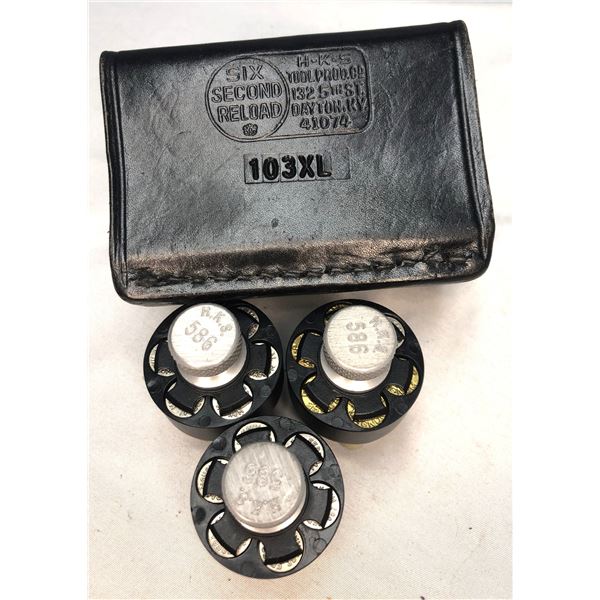 HKS 586 Speedloader Lot x3 Ammo & w/Pouches