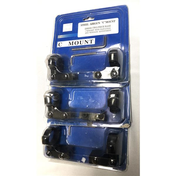 Steel Airgun C MOUNT Scope Rings Sets x3 - Adjustable