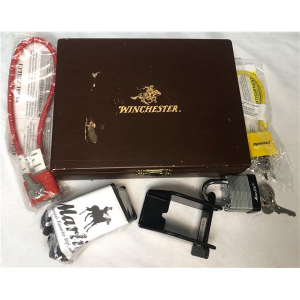 Gun Locks x4 & Winchester Box