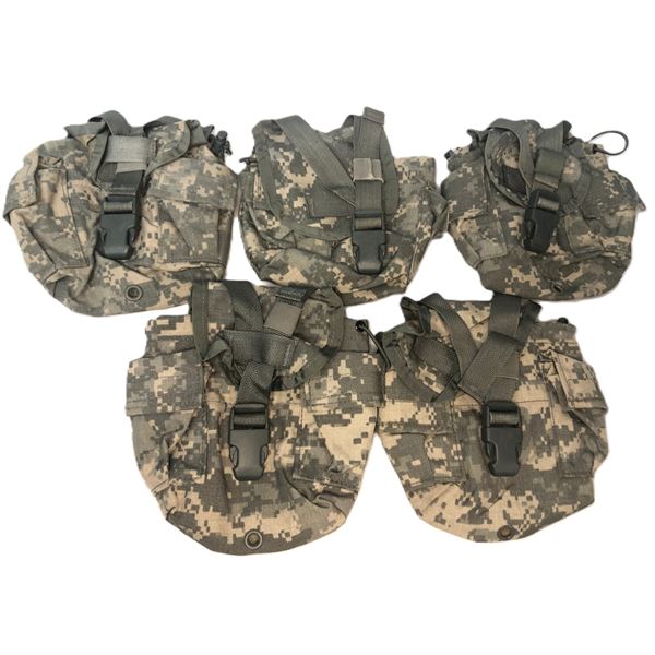 US Army MOLLE ACU Canteen Pouches x5 Surplus