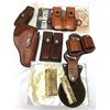 Image 1 : Brown Leather Duty Pouch Lot x6 - Holster, Mag, Knife