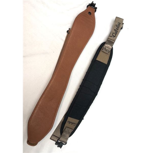 Lot of 2 Gun Slings - Leather & Nylon