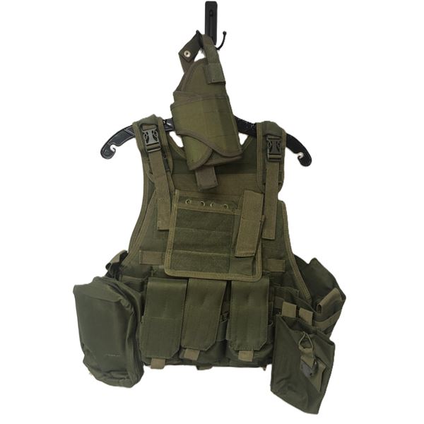 Tactical MOLLE Vest w/ Holster - Olive Drab NEW