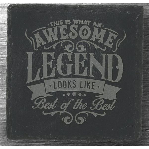 Slate Coaster AWESOME Legend Looks Like- NEW 4 inch Stone