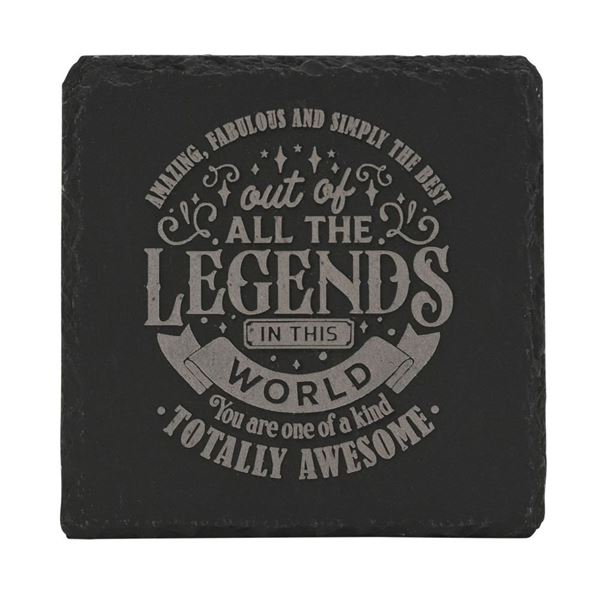 Slate Coaster Awesome Legend - NEW 4 inch Stone