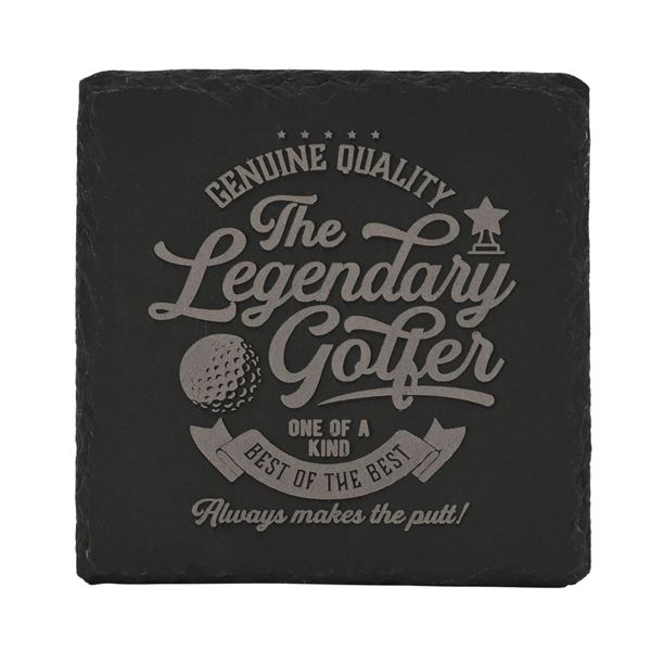 Slate Coaster Golfer Legend - NEW 4 inch Stone