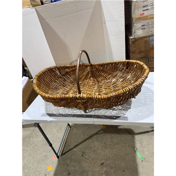 vintage hand-woven willow harvest basket