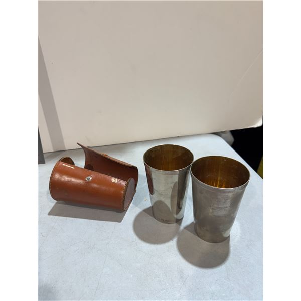 Cups with top grain hide case made in Germany