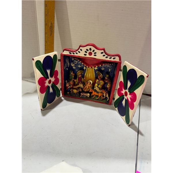 Vintage Peruvian RETABLO nativity scene