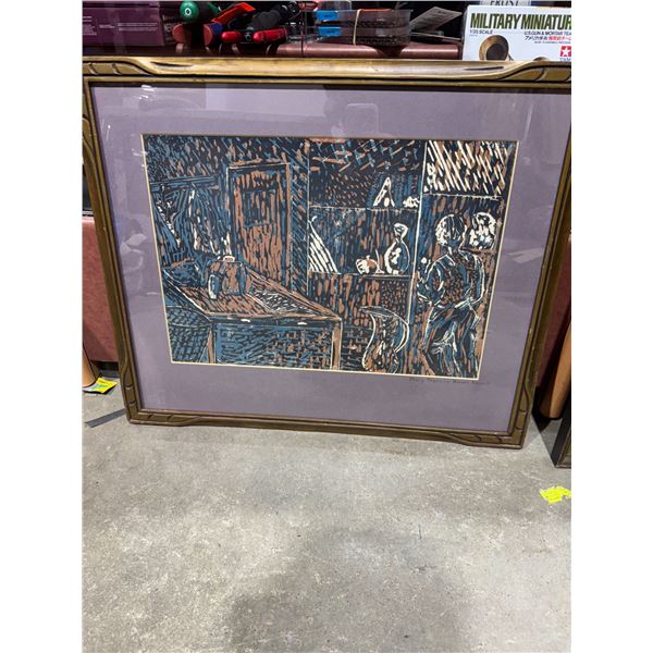 24" x 20" vintage block print nice frame