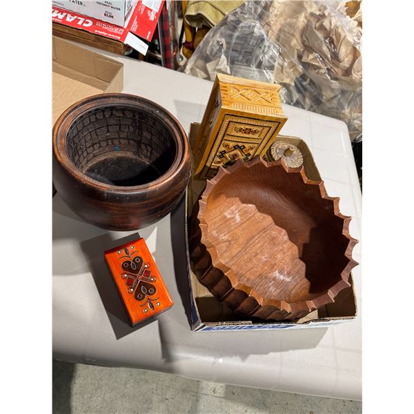 Vintage wood, trinket boxes, planter bowl exception