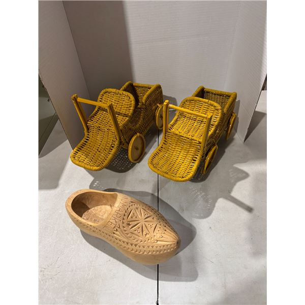 Home decor wicker cars etc