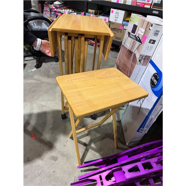 Drop side rolling table with TV trays