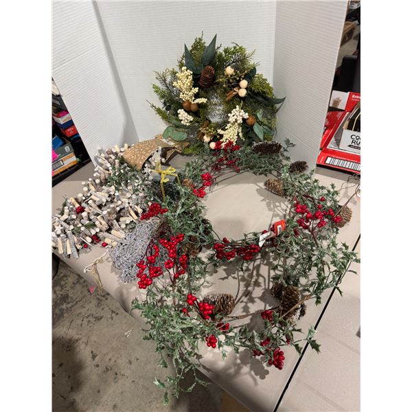 Crafting seasonal decor, garland in a wreath
