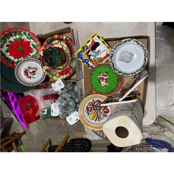 Christmas dishes and decor disposable and other