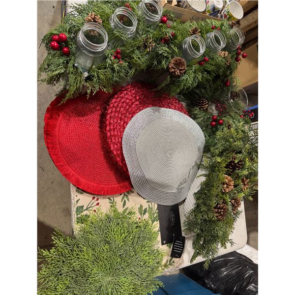 Assorted crafting greens and placemats