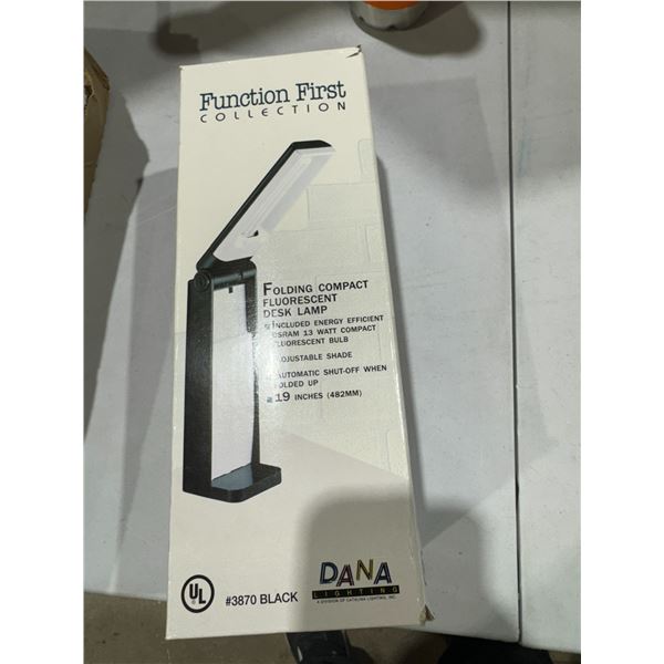 Function first collection folding compact, fluorescent desk, lamp