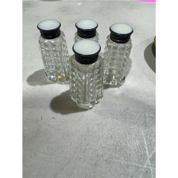 Salt and pepper shakers with Sterling rims