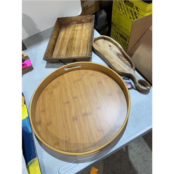 Assorted trays bamboo, sheesham etc
