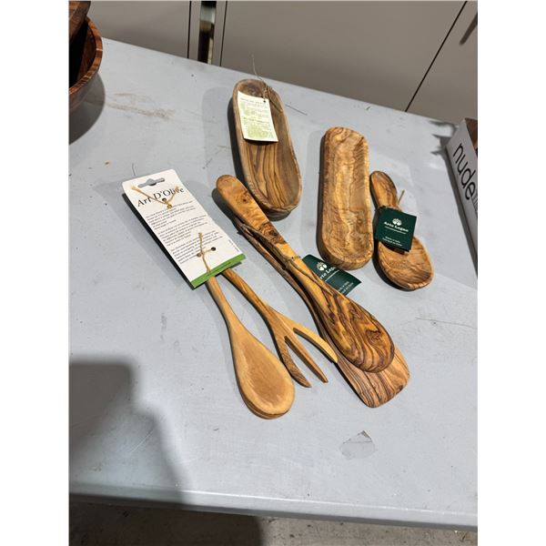 Olivewood kitchen, utensils and trays