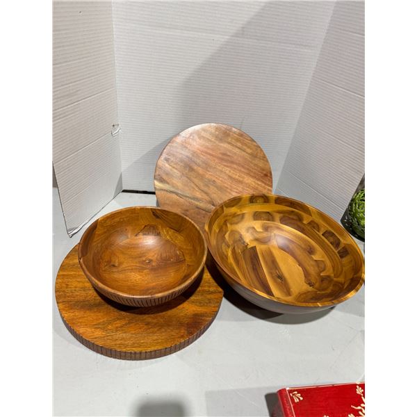 Wood bowls and charcuterie board trays