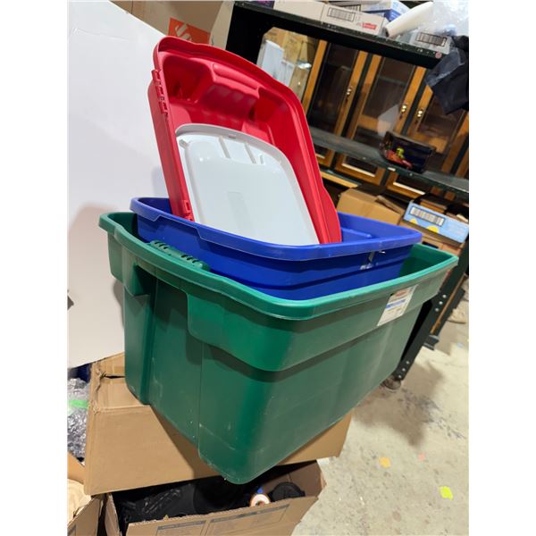 Three bins three lids