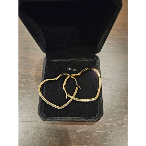 Gold plated heart hoop earrings