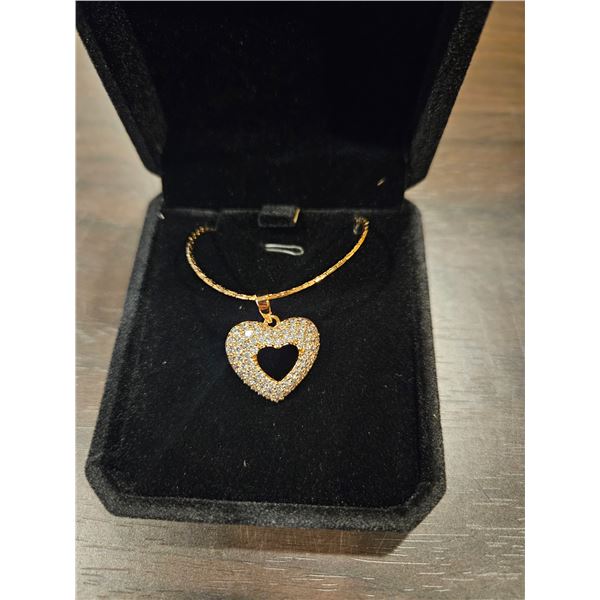 Simulated Dimaond Heart cluster necklace
