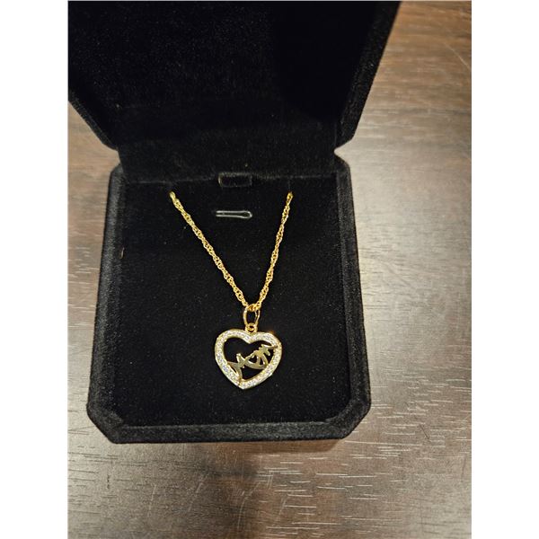 Simulated Diamond Mom Heart Necklace