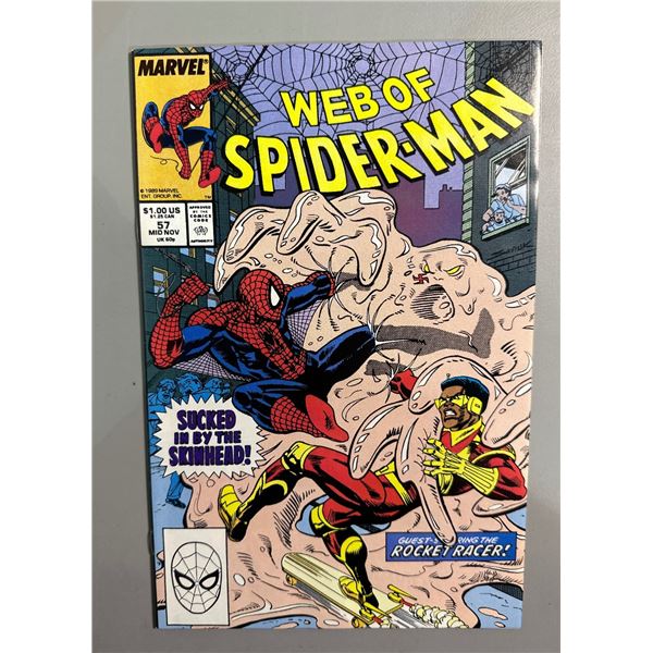 Web of Spider-Man #57 (Marvel, 1989) Guest Starring Rocket Racer