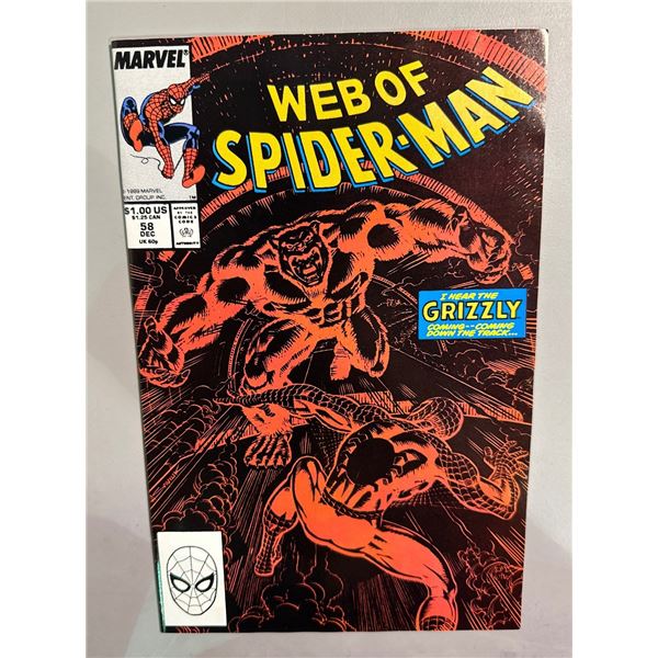 Web of Spider-Man #58 (Marvel, 1989) Copper Age Comic - Grizzly App