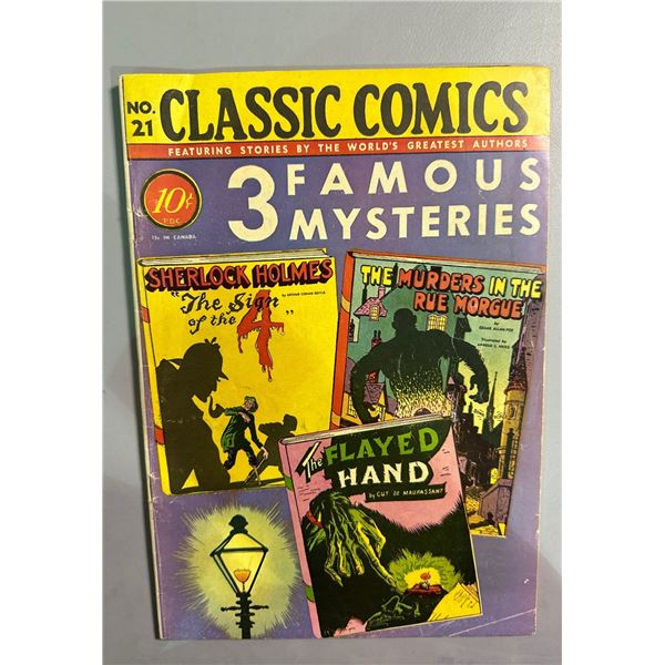 Classic Comics #21 3 Famous Mysteries Sherlock Holmes Gilberton (1944)