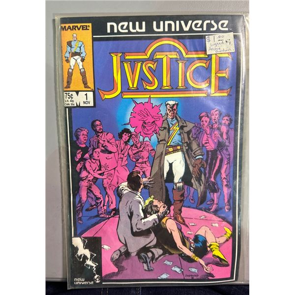 Justice #1 (Nov 1986, Marvel) Signed by Archie Goodwin, Isherwood & Rubbato