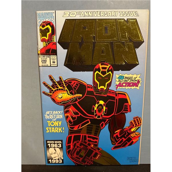 Iron Man #290 Marvel Comics 3/93 30th Anniversary Gold Foil Cover