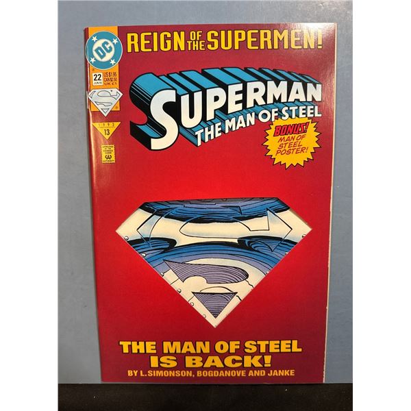 Superman: The Man of Steel #22 (1993, DC) Reign of the Supermen! Die-Cut